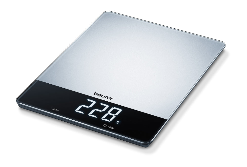 Кухненска везна Beurer KS 34 XL; Теглителна повърхност от неръждаема стомана; Magic LED; 15 кг / 1 гр