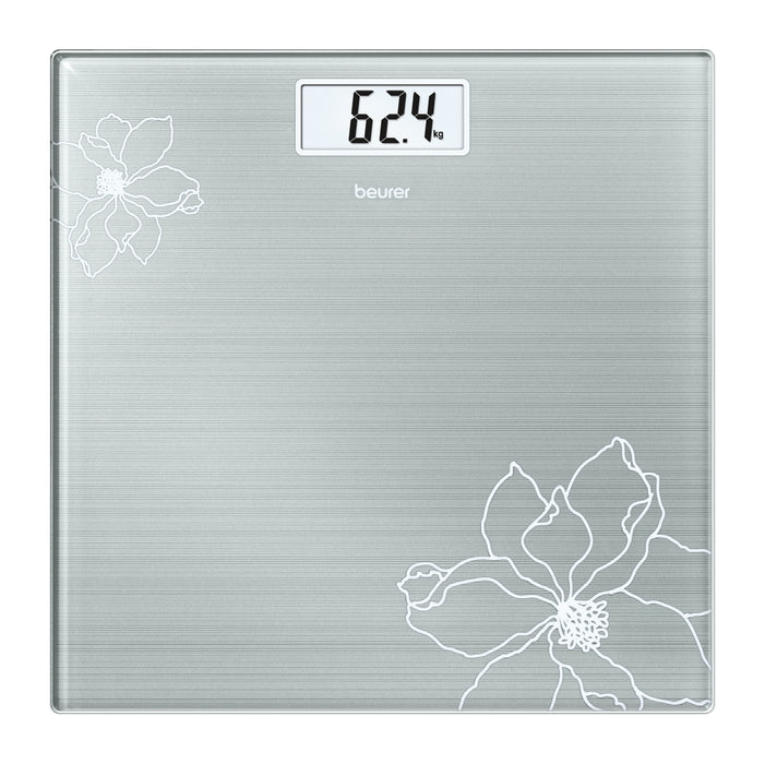 Beurer GS 10 Стъклена везна за баня Grey; Автоматично изключване, индикатор за претоварване; 180 кг / 100 гр