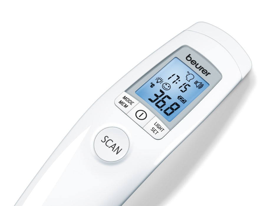 Beurer FT 90 non-contact thermometer, Measurement of body, ambient and surface temperature, Displays measurements in °C and °F, Measuring distance 2/3 cm, 60 memory spaces,  XL display,Low battery indicator, Date and time