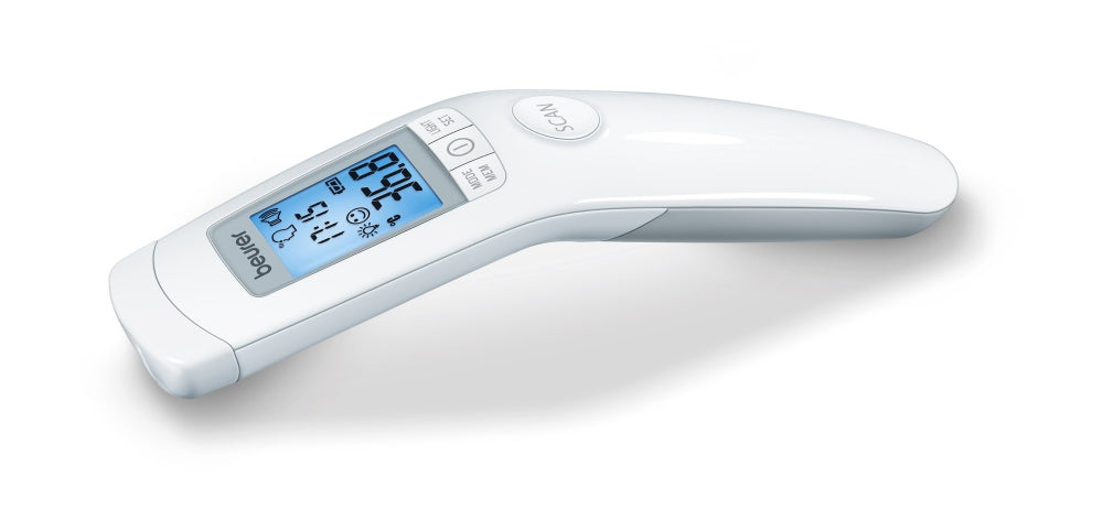 Beurer FT 90 non-contact thermometer, Measurement of body, ambient and surface temperature, Displays measurements in °C and °F, Measuring distance 2/3 cm, 60 memory spaces,  XL display,Low battery indicator, Date and time