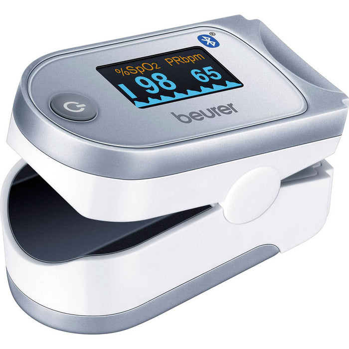 Pulse oximeter, Beurer PO 60 Bluetooth pulse oximeter, arterial oxygen saturation (SpO2) and heart rate (pulse), Bluetooth, Graphic pulse display