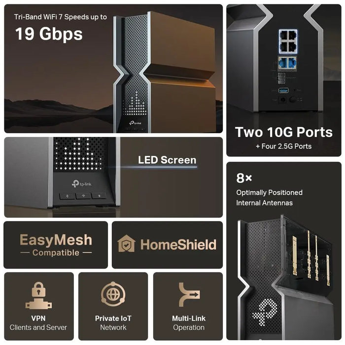 Безжичен рутер TP-Link Archer BE800 Tri-Band Wi-Fi 7