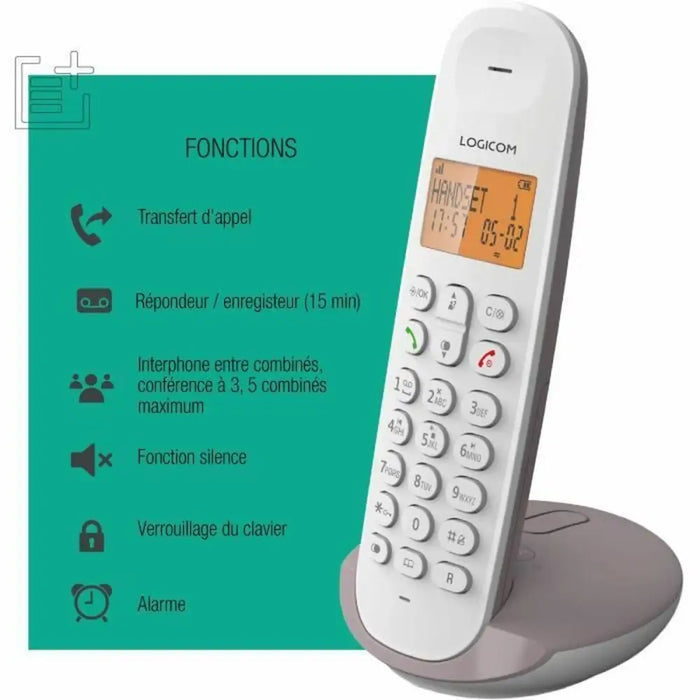 Безжичен телефон Logicom ILOA 155T SOLO Кафяв Сив Тъмнокафяв