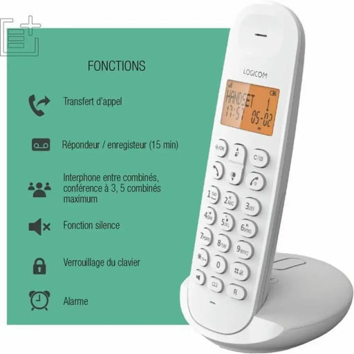 Безжичен телефон Logicom DECT ILOA 155T SOLO Бял
