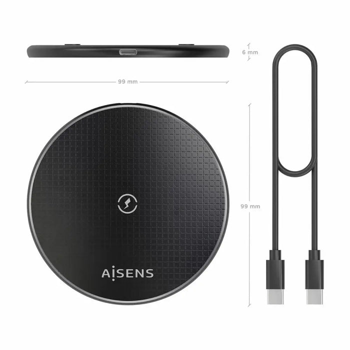 Безжично зарядно Aisens ASCH-15W1WC058-BK Черен 15 W