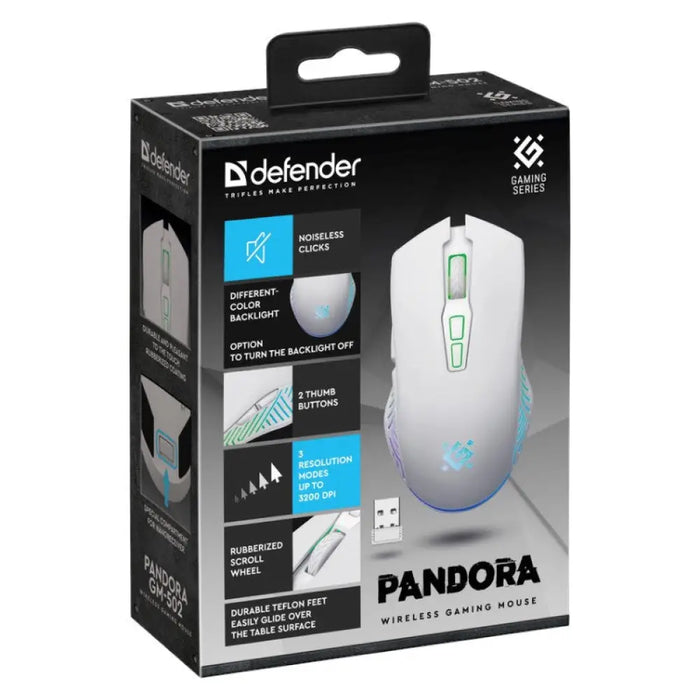 БЕЗЖИЧНА МИШКА DEFENDER PANDORA RF WHITE 3200dpi 7P