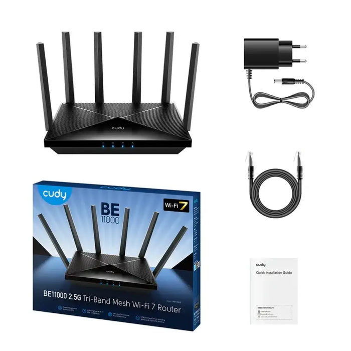 Безжичен рутер Cudy WR11000 BE11000 Tri Band Wi-Fi 7