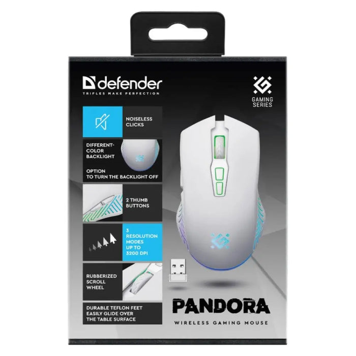 БЕЗЖИЧНА МИШКА DEFENDER PANDORA RF WHITE 3200dpi 7P