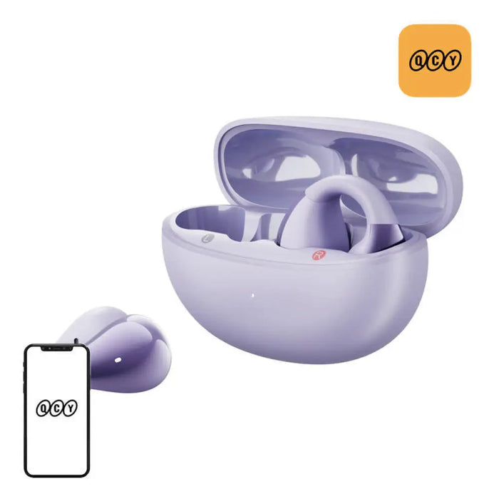 Безжични слушалки QCY Crossky Clip T33 Bluetooth 5.4 лилави