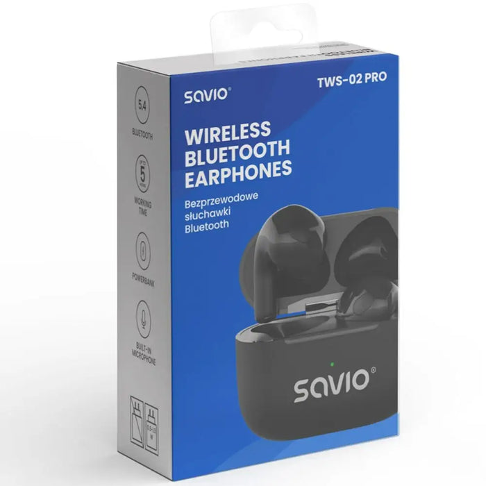 Безжични слушалки Savio TWS-02 PRO Черен black
