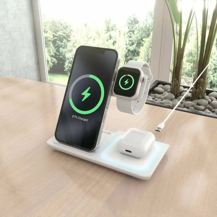 Безжично зарядно Aisens ASCH-15W3WC044-W Бял 15 W 3 в 1