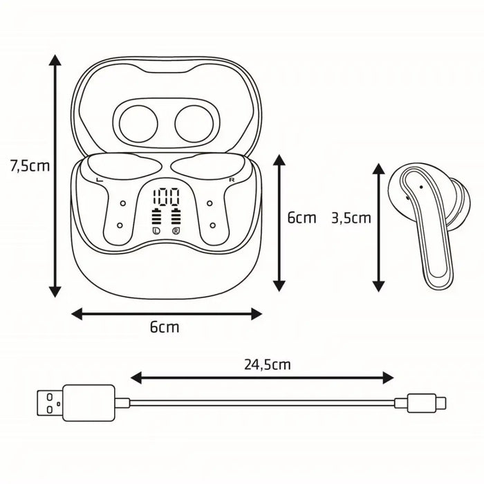 Безжични слушалки Audiocore хибридни ANC ENC 6 микрофона