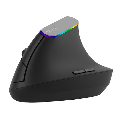 Безжична вертикална мишка Delux M618C 2.4G 1600DPI RGB черна