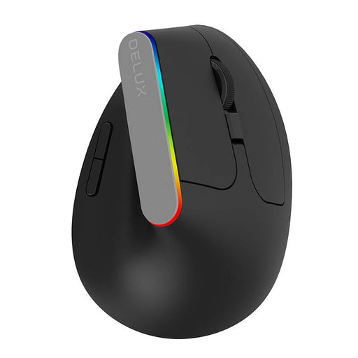 Безжична вертикална мишка Delux M618C 2.4G 1600DPI RGB черна