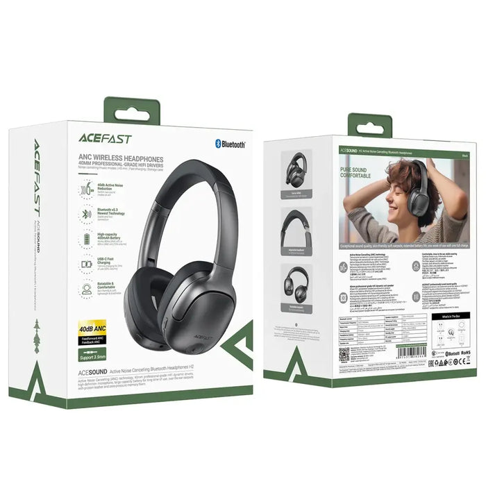 Безжични слушалки Acefast H2 Bluetooth 5.3 ANC 400mAh черни
