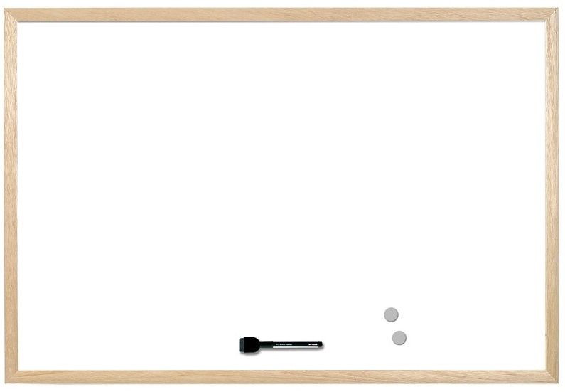 Бяла магнитна дъска Bi-Office - 90 x 60 cm, дървена рамка