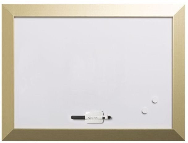 Магнитна дъска Bi-Office - 90 х 60 cm, златиста рамка