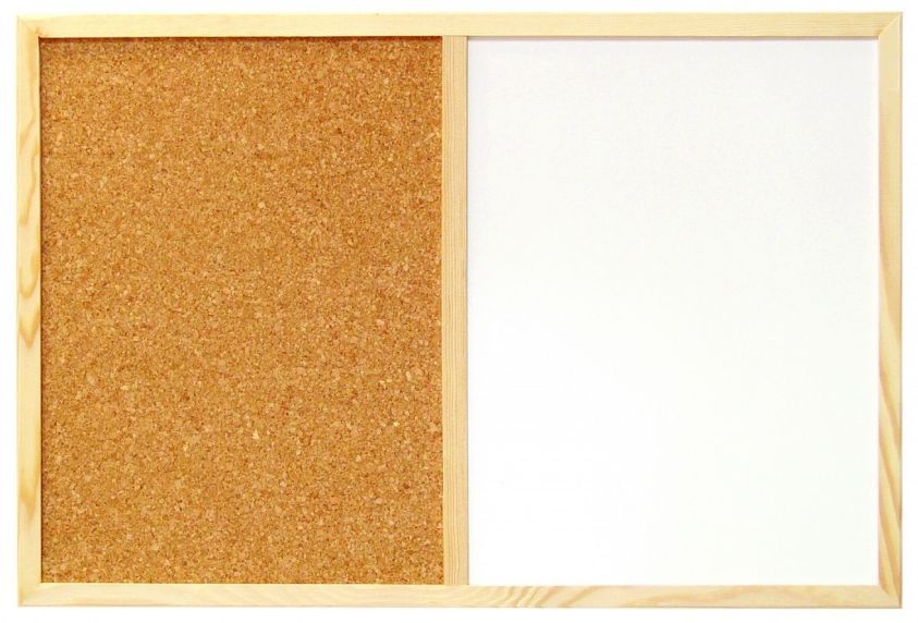 Комбинирана дъска Bi-Office - 60 x 40 cm, магнитна и коркова част