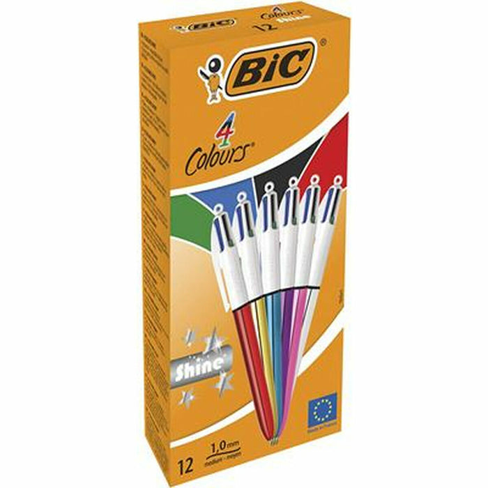 Комплект Химикали Bic Shine Silver Бял Многоцветен (12 Части)
