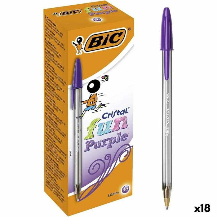 Комплект Химикали Bic Cristal Fun Лилав 1,6 mm (18 броя)