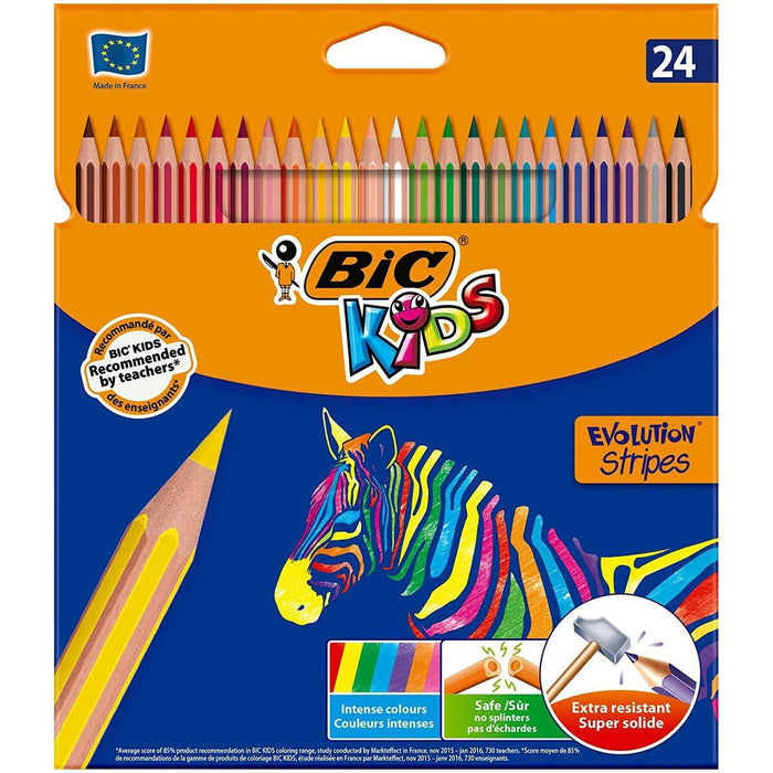 Цветни моливи Bic KIDS EVOLUTION STRIPES Многоцветен 24 Части (20 броя)