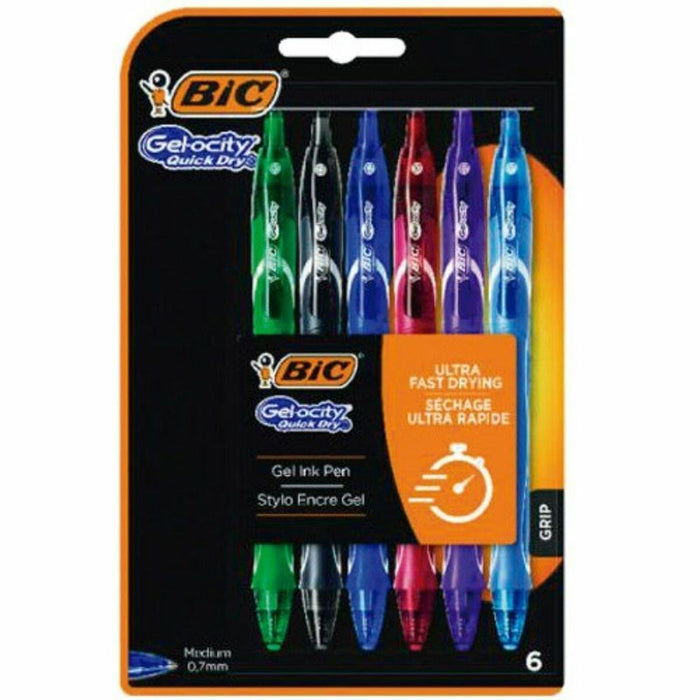 Комплект Химикали Bic Gelocity Quick Dry 964769 Черен Многоцветен (6 броя)