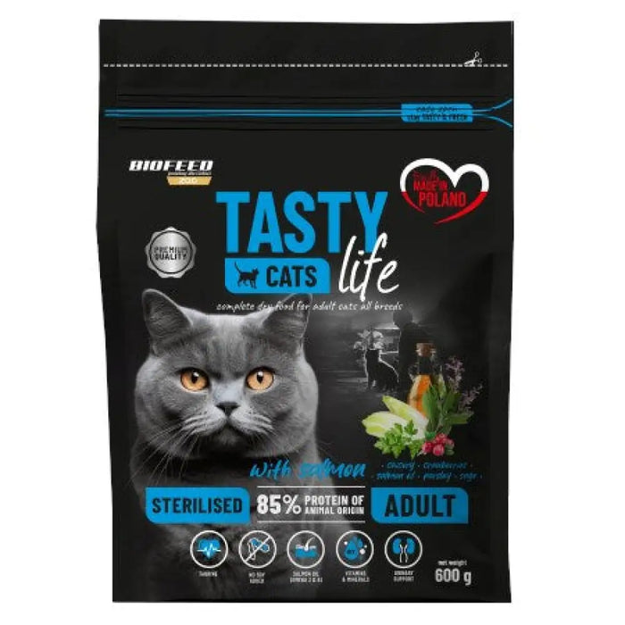 BIOFEED Tasty Cats Life Sterilised Salmon - суха храна