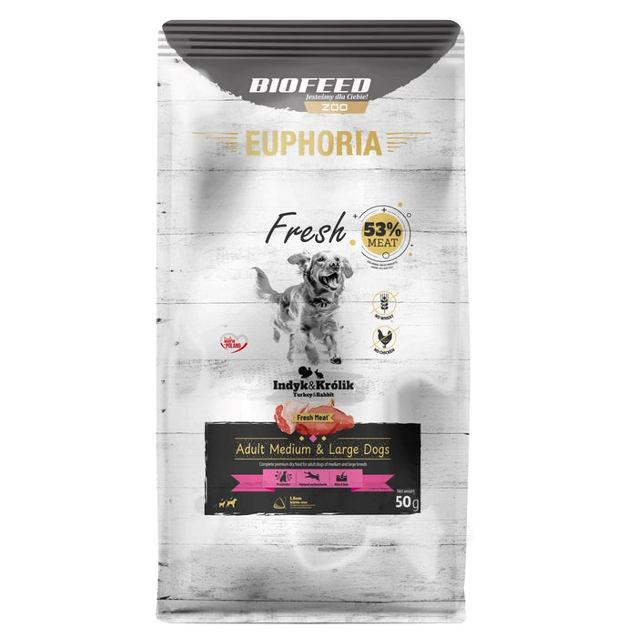 BIOFEED Euphoria Fresh Adult Turkey with rabbit M/L - суха храна за кучета - 50 г