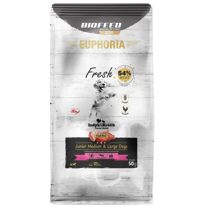 EUPHORIA Fresh Junior Пуйка със заек M/L - суха храна за кучета - 50 г
