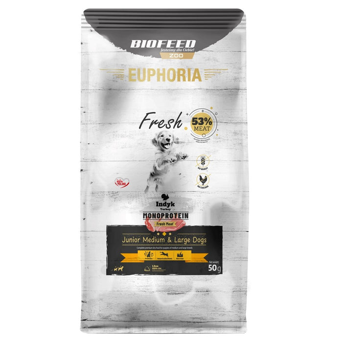 EUPHORIA Fresh Junior Monoprotein Turkey M/L - суха храна за кучета - 50 г