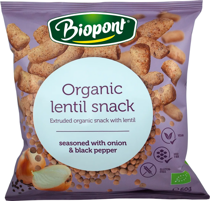 Био снакс от леща с лук и пипер, 60 g