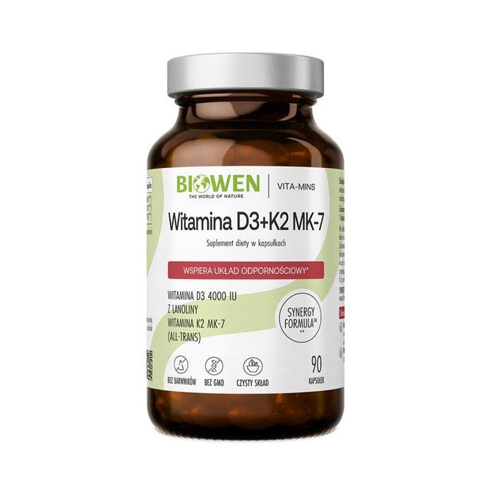BIOWEN Витамини D3 + K2 MK-7 – хранителна добавка за хора – 90 капсули