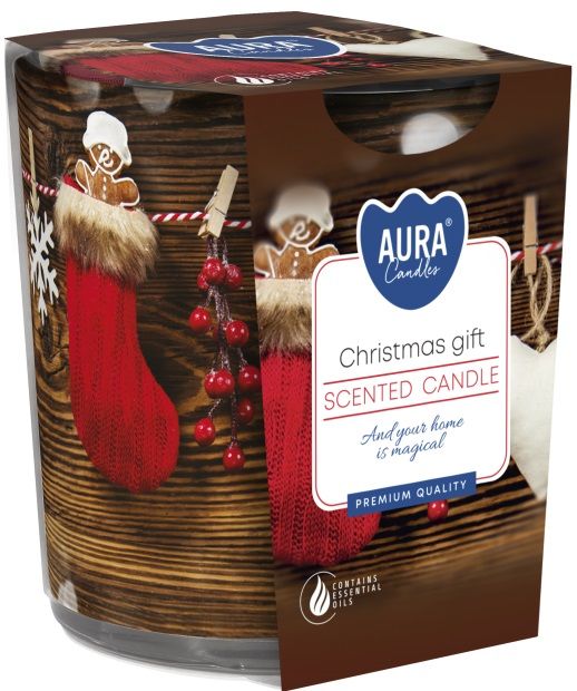 Ароматна свещ в чаша Bispol Aura - Christmas Gift, 100 g