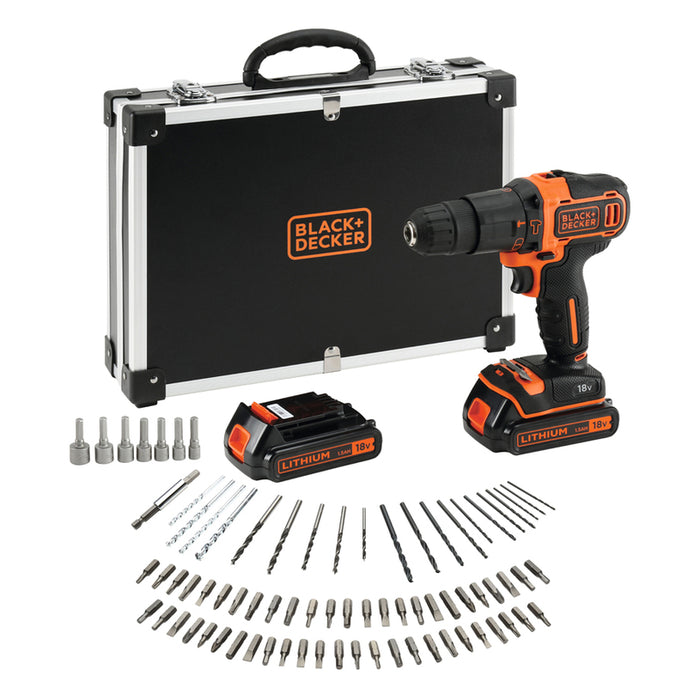 АКУМУЛАТОРНА УДАРНА БОРМАШИНА С ДВЕ БАТЕРИИ 1.5 AH И ЗАРЯДНО BLACK&DECKER BDCHD18BAFC-QW 18 V, 40.00 nm, БРОЙ БАТЕРИИ 2, 1.50 Ah, КУФАР