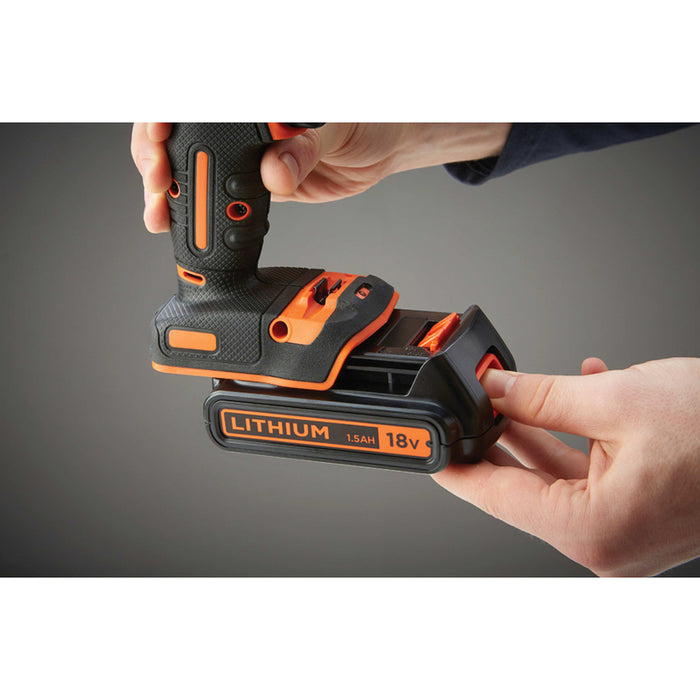 АКУМУЛАТОРНА УДАРНА БОРМАШИНА С ДВЕ БАТЕРИИ 1.5 AH И ЗАРЯДНО BLACK&DECKER BDCHD18BAFC-QW 18 V, 40.00 nm, БРОЙ БАТЕРИИ 2, 1.50 Ah, КУФАР