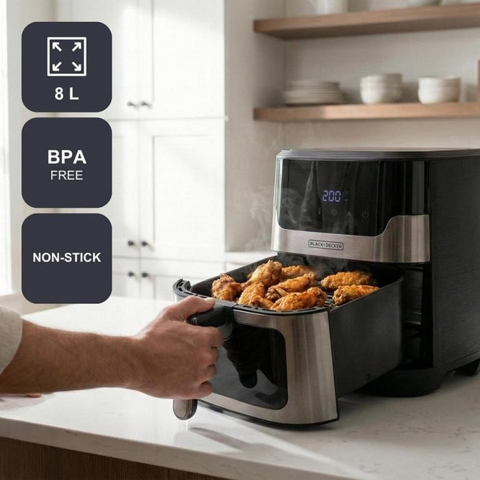 Фритюрник Black+Decker BXAF8001E 1700 W 8 L без олио, черен