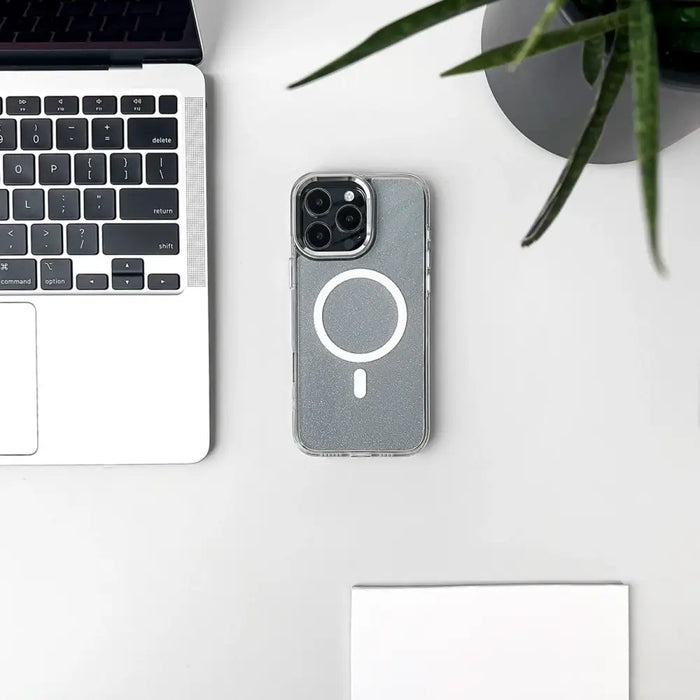 Блестящ калъф с MagSafe за Samsung Galaxy A56 5G - Бял