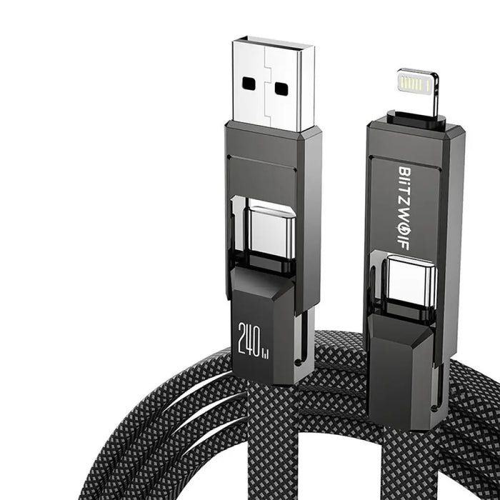 Blitzwolf BW-HDC7 4-в-1 USB + C + Lightning кабел 240W 1.2m