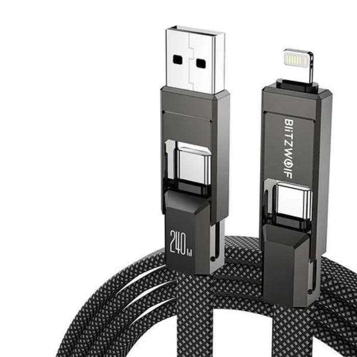 Blitzwolf BW-HDC7 4-в-1 USB + C + Lightning кабел 240W 1.2m
