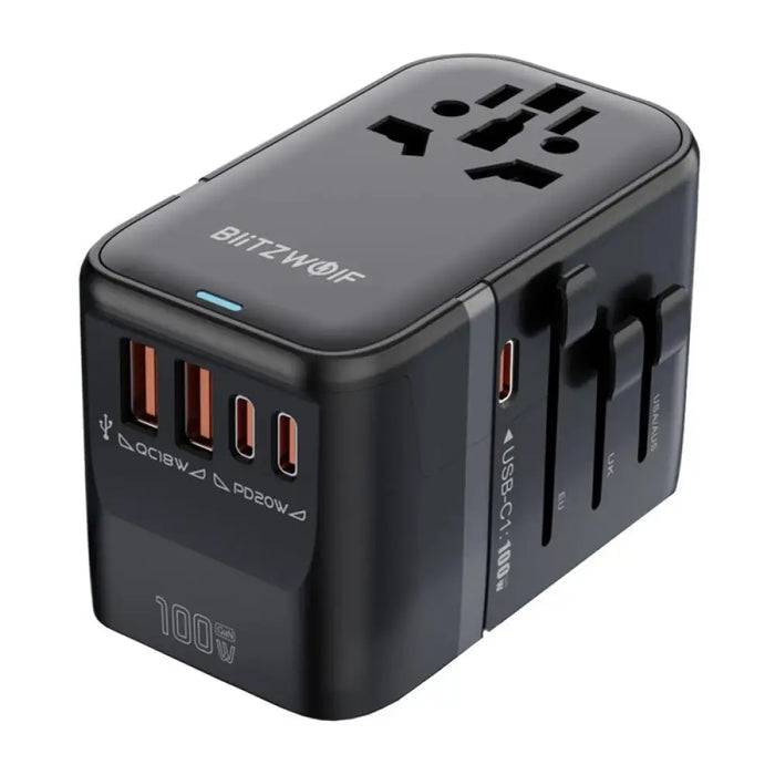Blitzwolf BW-TA2 5-в-1 адаптер за пътуване 2xUSB PD + 2xC