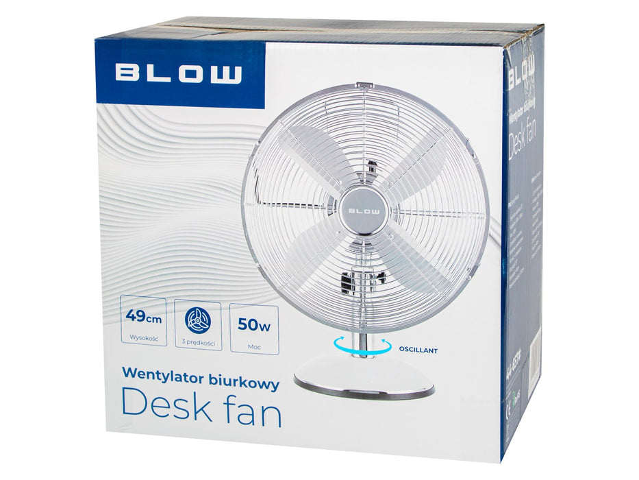 BLOW 12"/30cm 50W сребрист метален настолен вентилатор