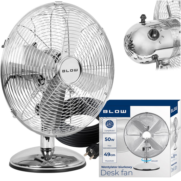 BLOW 12"/30cm 50W сребрист метален настолен вентилатор