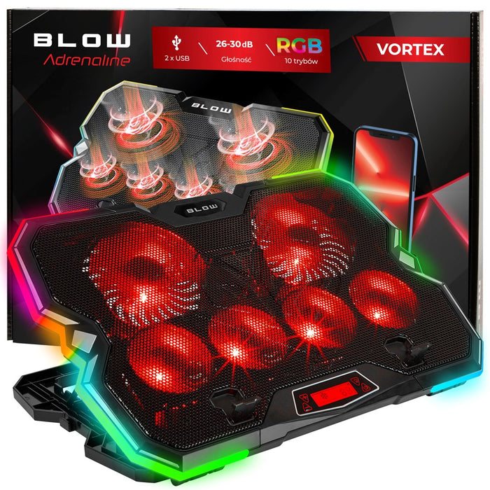 Охлаждаща подложка за лаптоп VORTEX RGB с 6 вентилатора