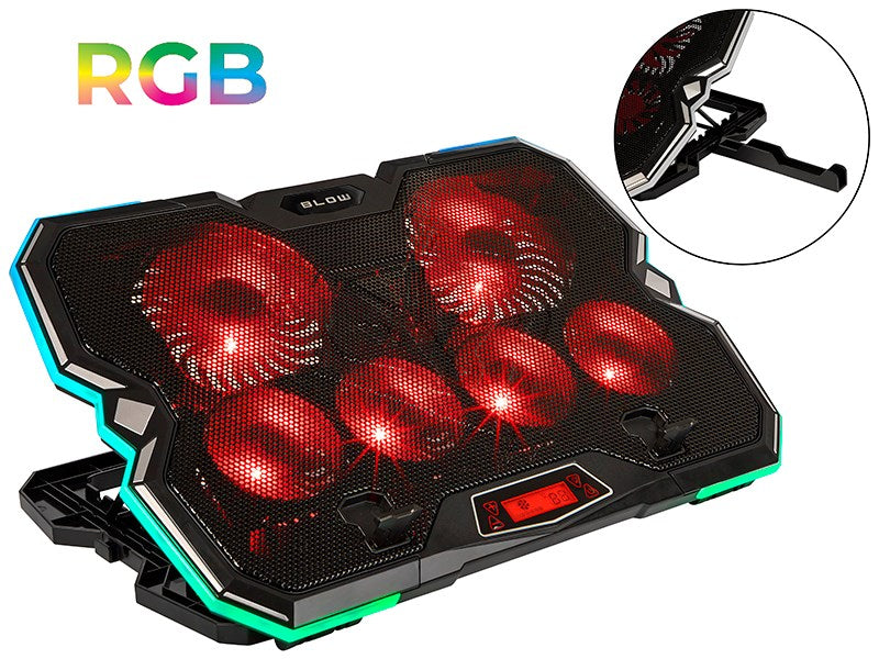 Охлаждаща подложка за лаптоп VORTEX RGB с 6 вентилатора