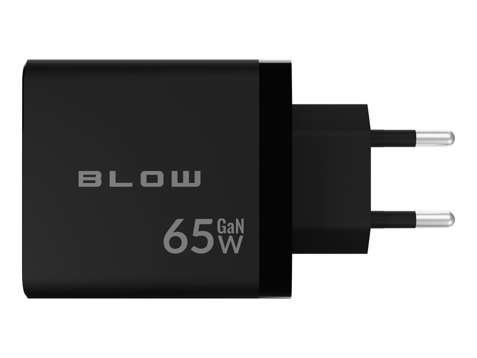 LCD зарядно за стена USB контакт + USB-Cx2 PD 65W GAN черен ватметър