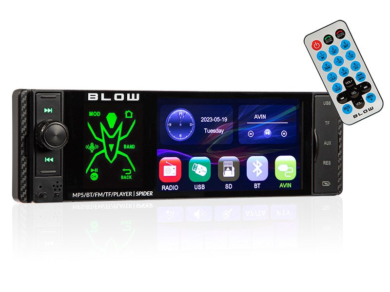 Радио BLOW SPIDER 4" RDS RGB MP5/USB/micro SD/BLUETOOTH