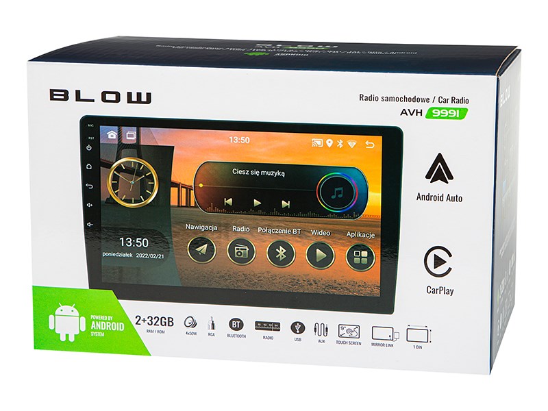 Радио BLOW AVH-9991 1DIN 9" Android/WiFi/GPS/CARPLAY