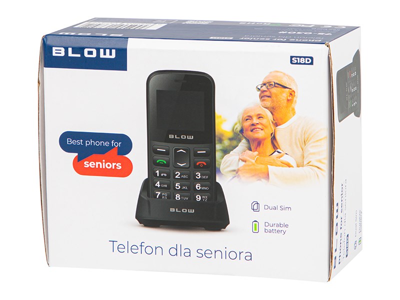 BLOW Черен старши телефон със стойка S18D