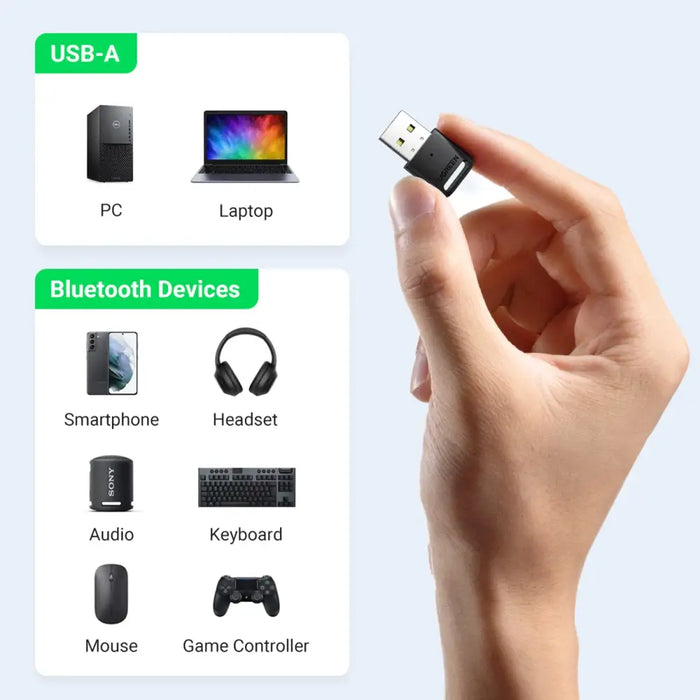 Bluetooth адаптер Ugreen CM390 USB 5.0 черен