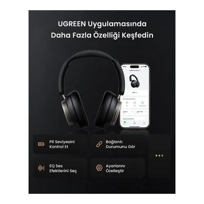 BLUETOOTH СЛУШАЛКИ ANC HP206 StudioРro UGREEN - ЧЕРЕН